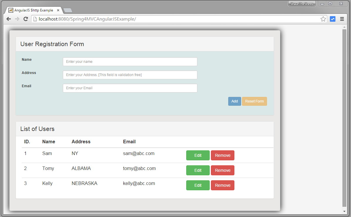 spring mvc front end